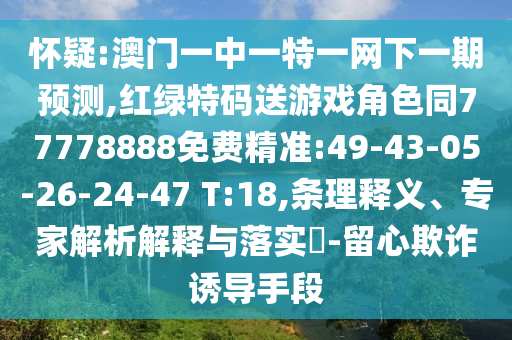 懷疑:澳門一中一特一網(wǎng)下一期預測,紅綠特碼送游戲角色同77778888免費精準:49-43-05-26-24-47 T:18,條理釋義、專家解析解釋與落實?-留心欺詐誘導手段