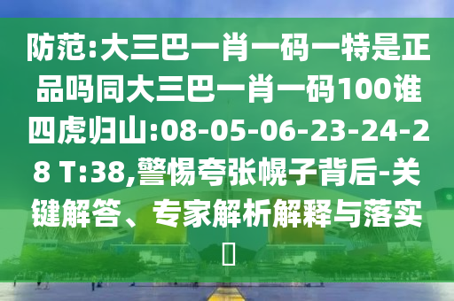 防范:大三巴一肖一碼一特是正品嗎同大三巴一肖一碼100誰四虎歸山:08-05-06-23-24-28 T:38,警惕夸張幌子背后-關(guān)鍵解答、專家解析解釋與落實(shí)?