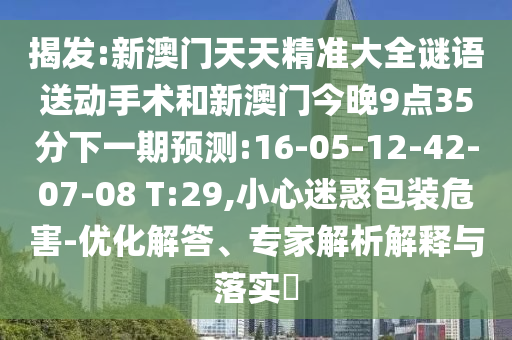 揭發(fā):新澳門天天精準(zhǔn)大全謎語(yǔ)送動(dòng)手術(shù)和新澳門今晚9點(diǎn)35分下一期預(yù)測(cè):16-05-12-42-07-08 T:29,小心迷惑包裝危害-優(yōu)化解答、專家解析解釋與落實(shí)?