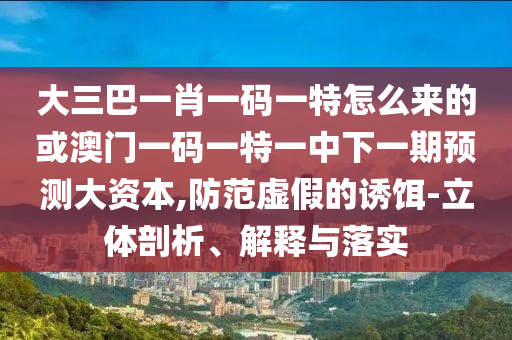 大三巴一肖一碼一特怎么來(lái)的或澳門一碼一特一中下一期預(yù)測(cè)大資本,防范虛假的誘餌-立體剖析、解釋與落實(shí)